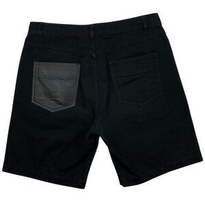 T Alexander Wang Denim Shorts 30 Black Leather Pocket